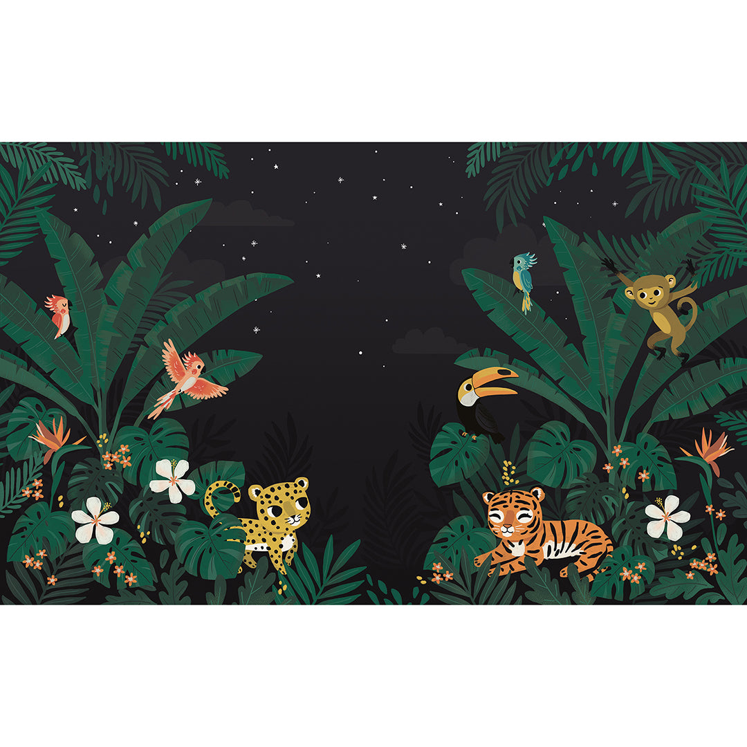 JUNGLE NIGHT - Papel pintado panorámico de muestra, selva