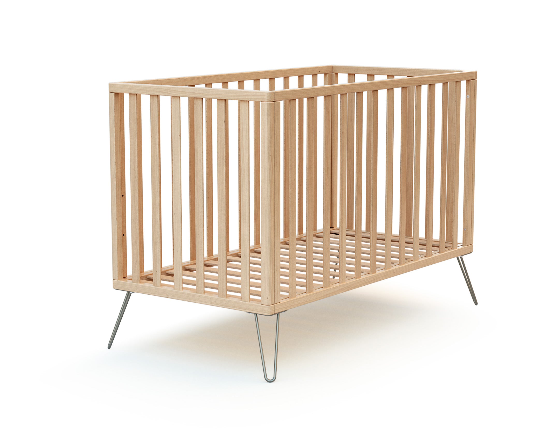 Cuna de madera con patas de acero, 60 x 120 cm - Jurababy