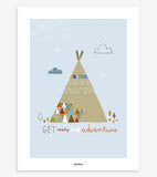 LITTLE INDIANS - Póster infantil - Tipi (azul)