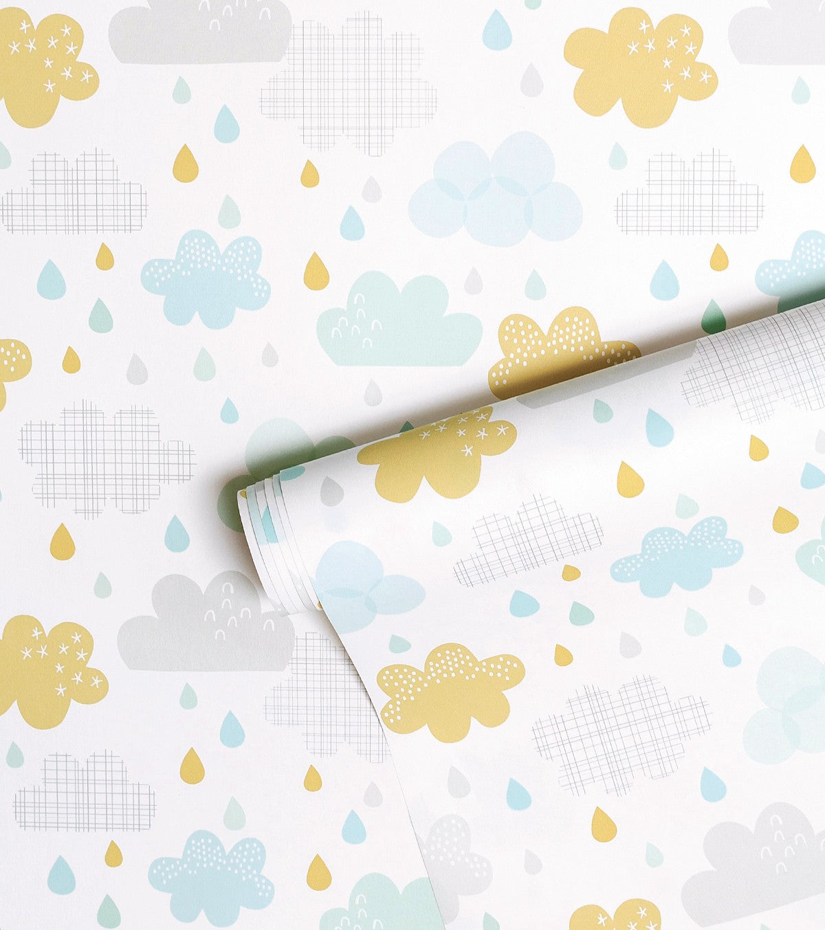 SMILE IT'S RAINING - Papel Pintado infantil - Motivo de nubes y gotas