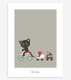 MOKA & POM - Póster infantil - Gato y triciclo