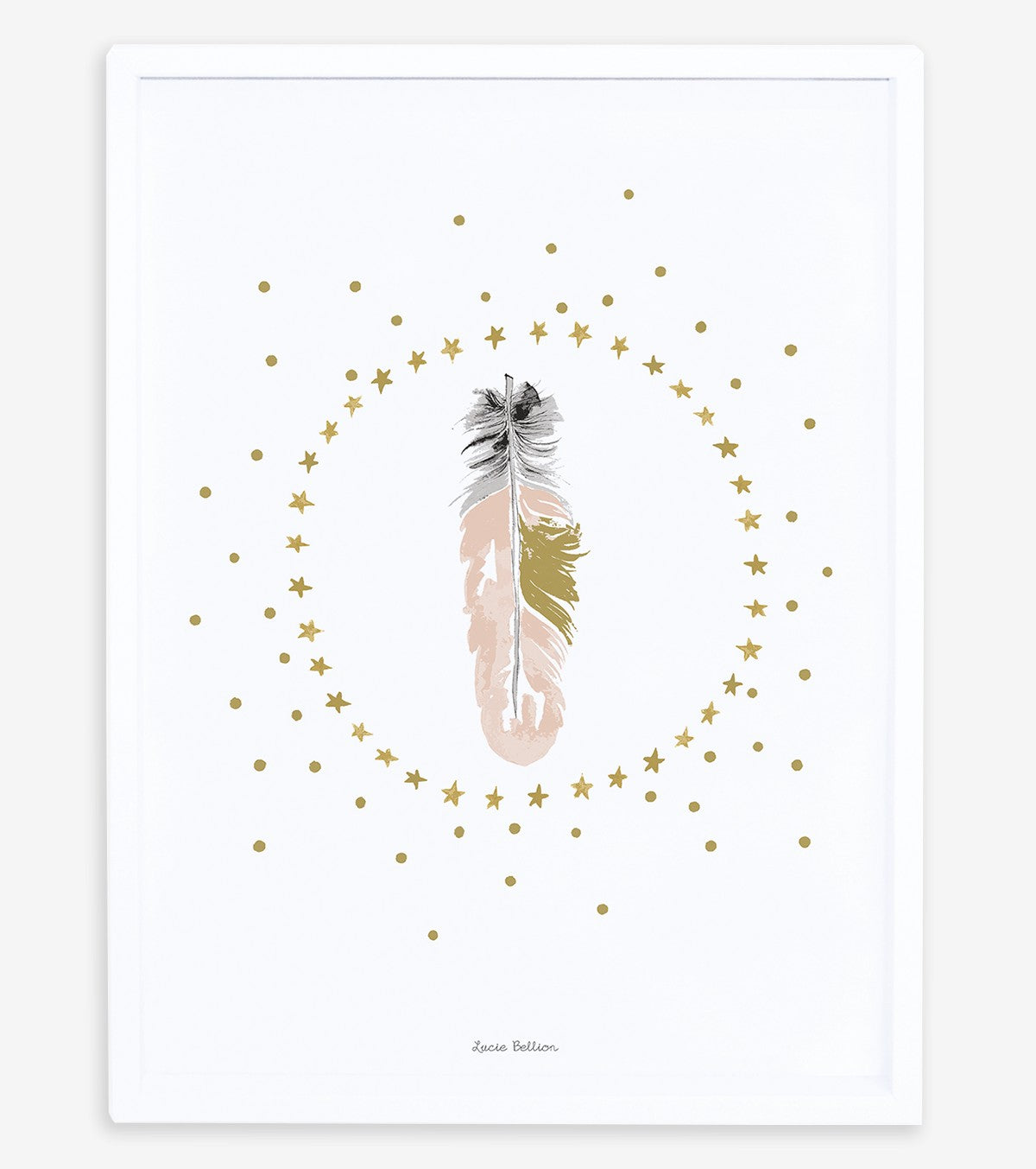 FLAMINGO - Póster infantil - Plumas y estrellas