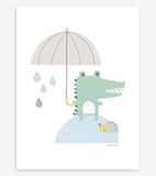 SMILE IT'S RAINING - Póster infantil - El cocodrilo y su paraguas
