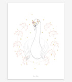 BOTANÍA - Póster infantil - Cisne y flores