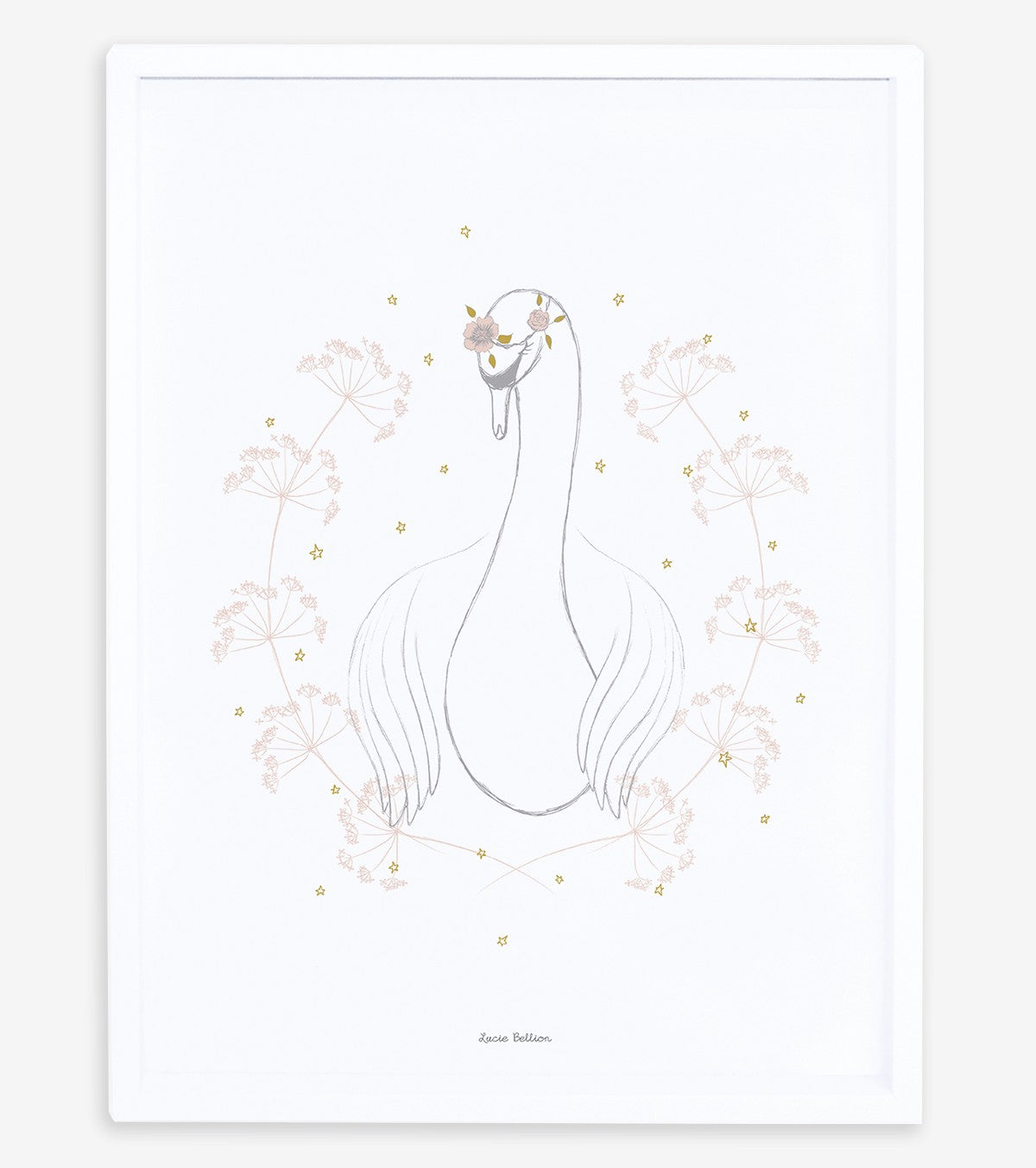 BOTANÍA - Póster infantil - Cisne y flores