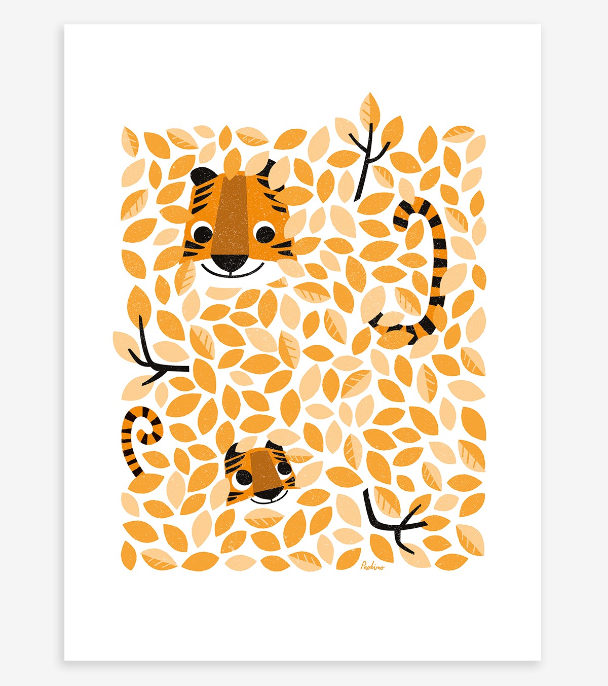 HIDE & SEEK - Póster infantil - Tigre y hojas