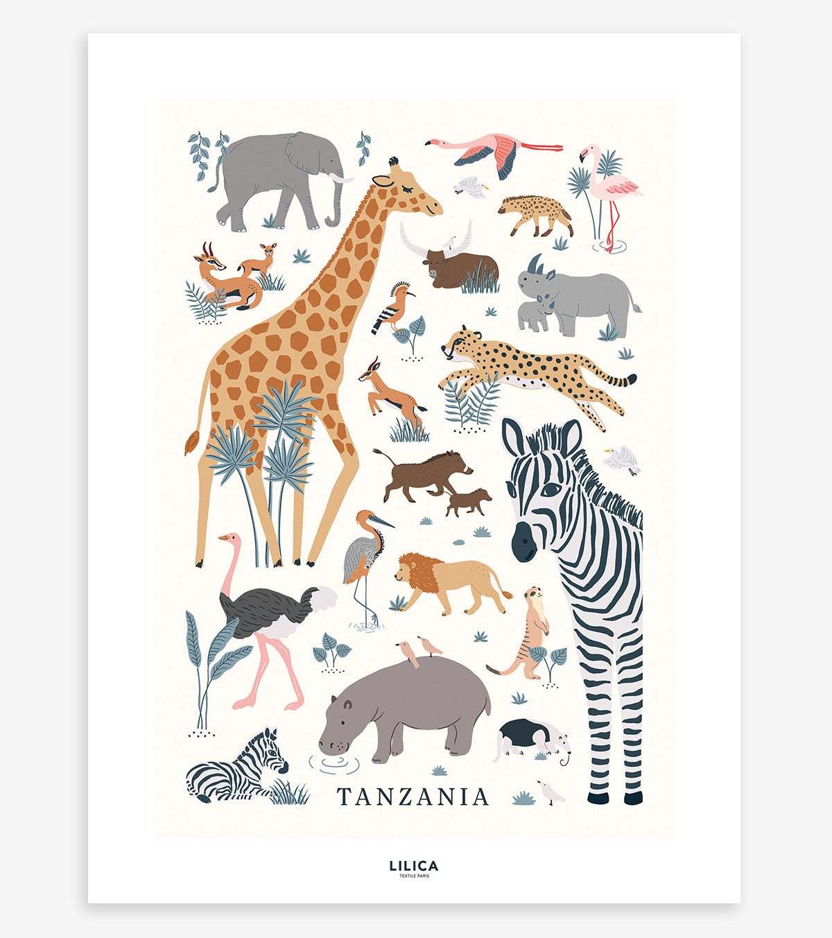 TANZANIA - Cartel infantil - Animales salvajes