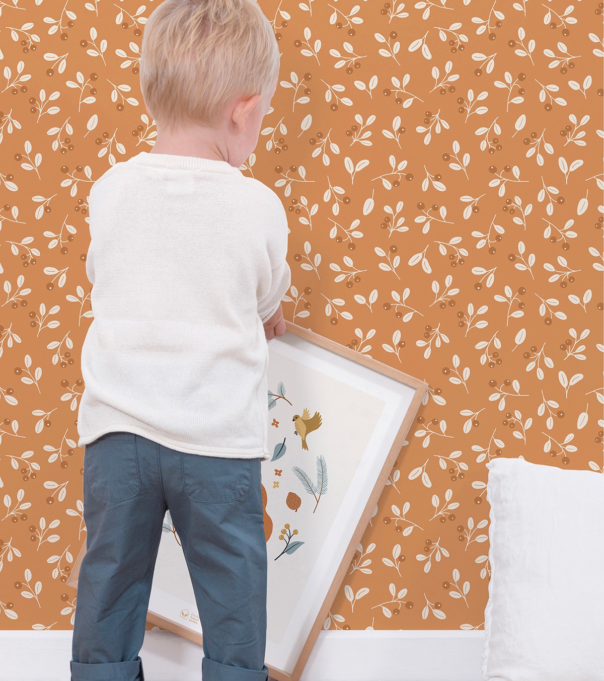 JÖRO - Papel pintado infantil - Motivo de laurel y hojas