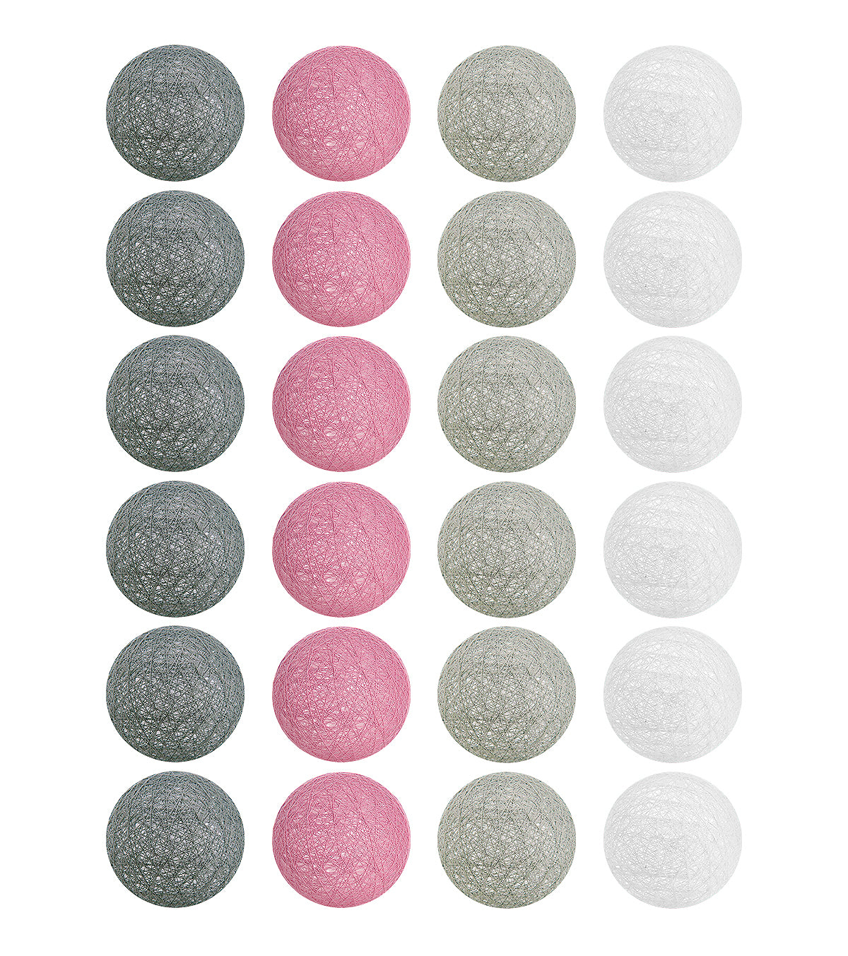 Guirlande lumineuse 24 boules de coton (rose, gris) - Éclairage décoratif intérieur