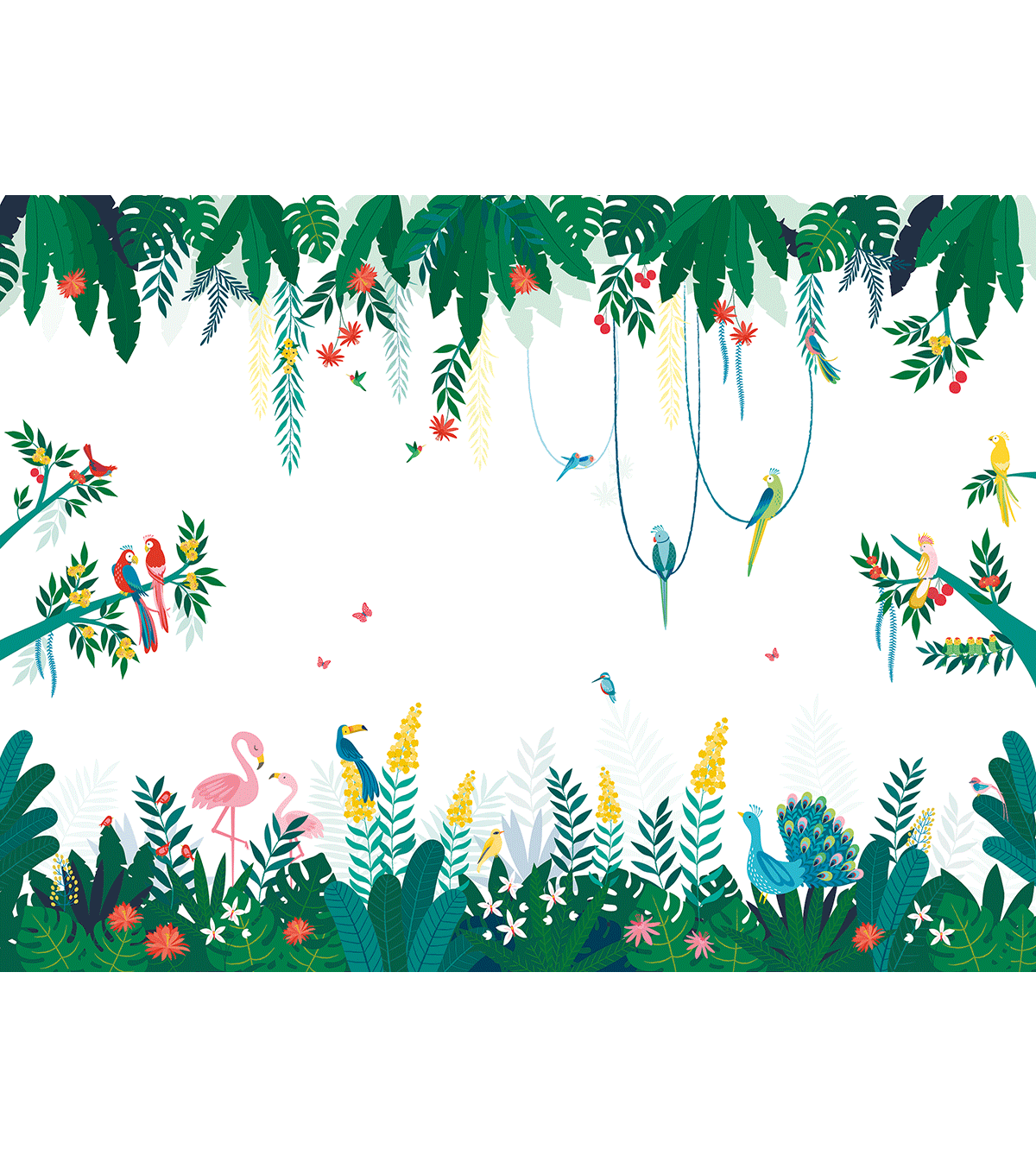 RIO - Papel pintado panorámico - Selva y pájaros