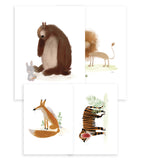 Pósters infantil ANIMALIA - Set de 4 - Oso, león, zorro, tigre