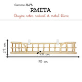 JAVA BLANC - Estantería de pared de ratán natural y metal