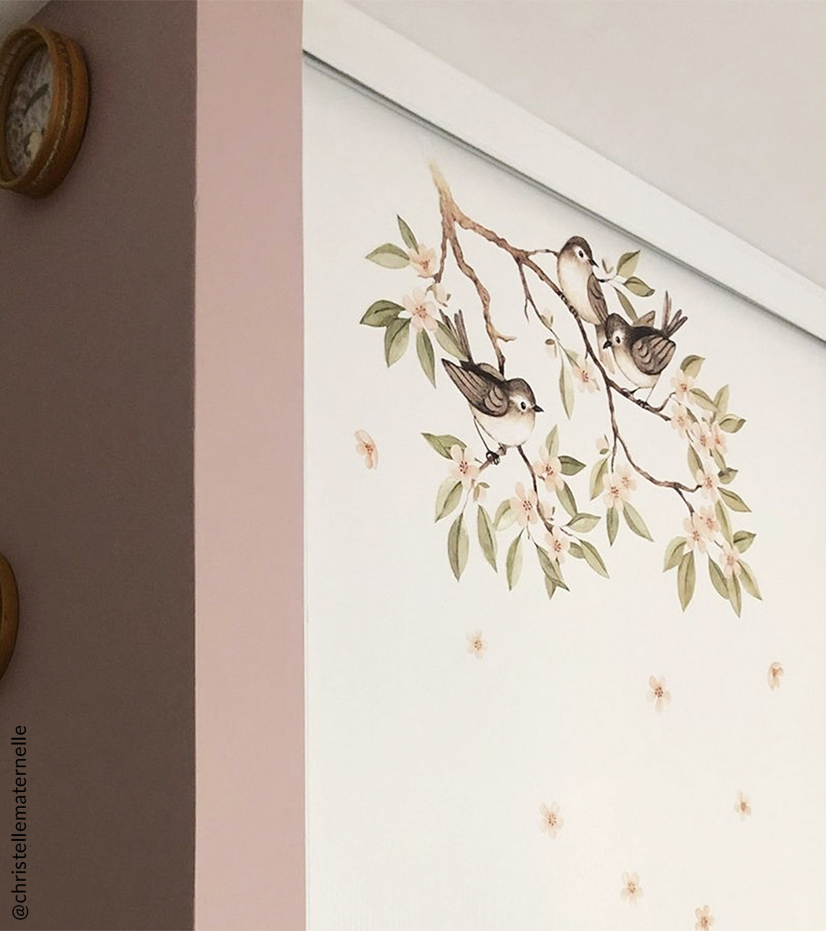 OH DEER - Vinilos Infantiles Murales de pared - Rama florecida y pájaros