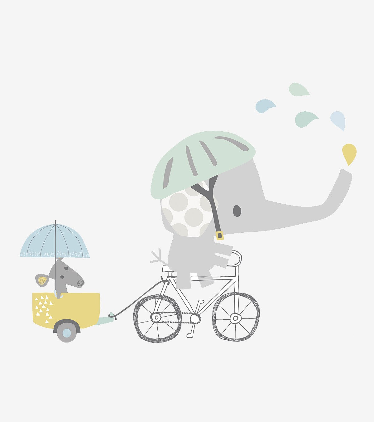 SMILE IT'S RAINING - Adhesivo grande - Elefante en su bicicleta