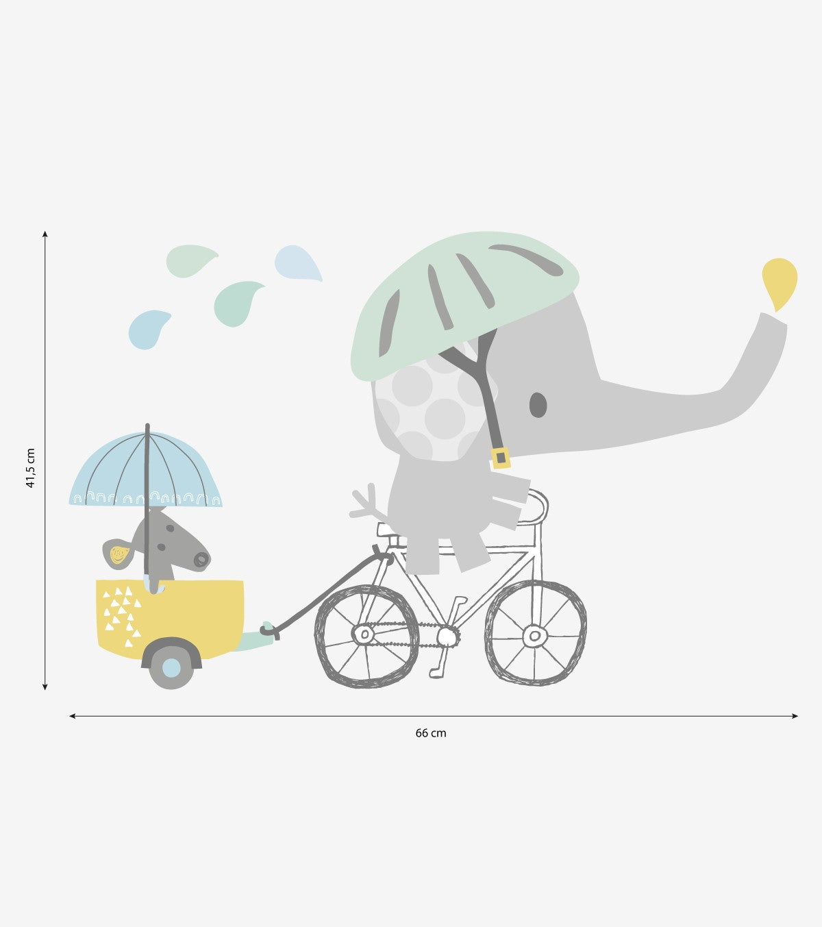 SMILE IT'S RAINING - Adhesivo grande - Elefante en su bicicleta
