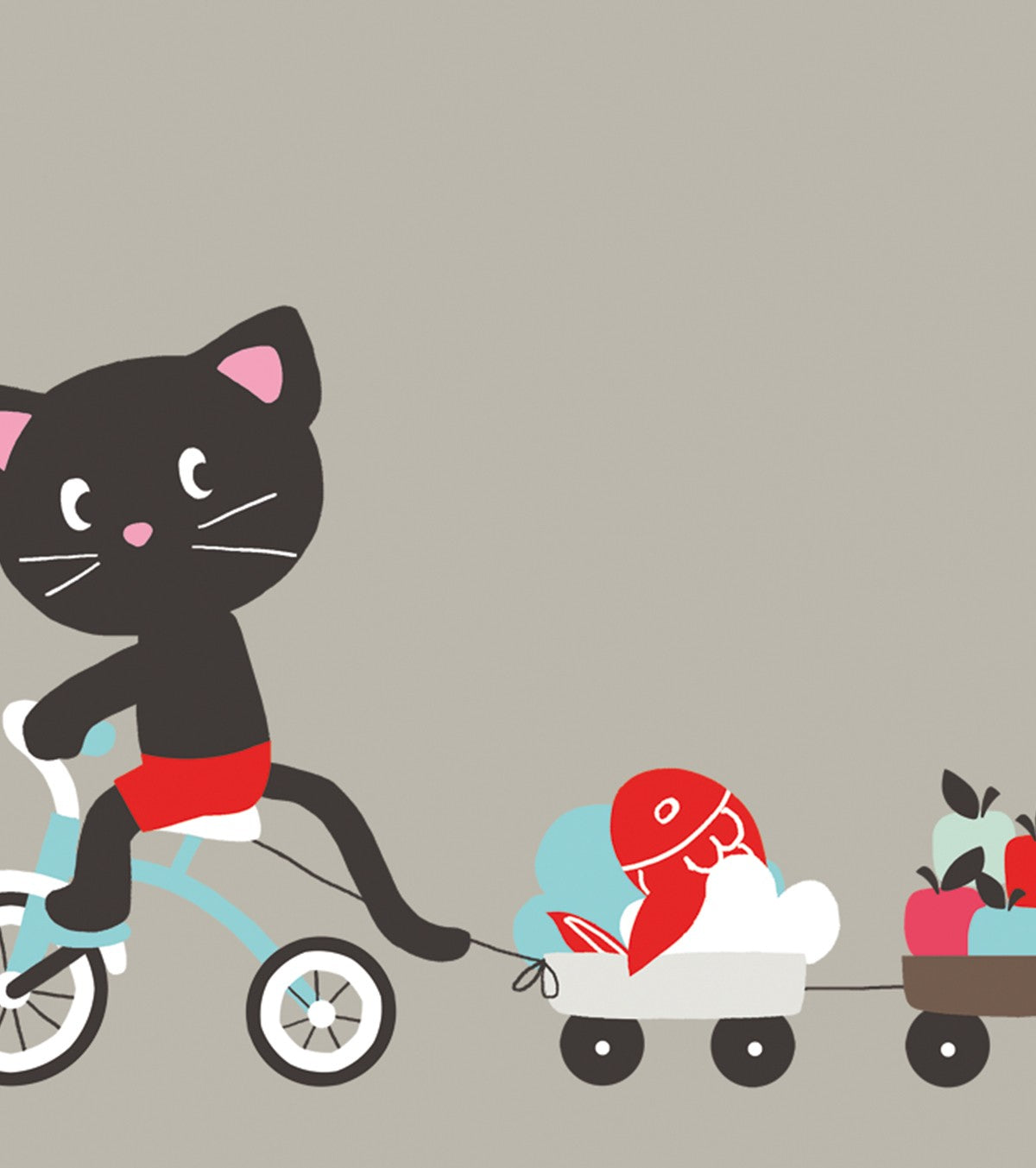 MOKA & POM - Póster infantil - Gato y triciclo