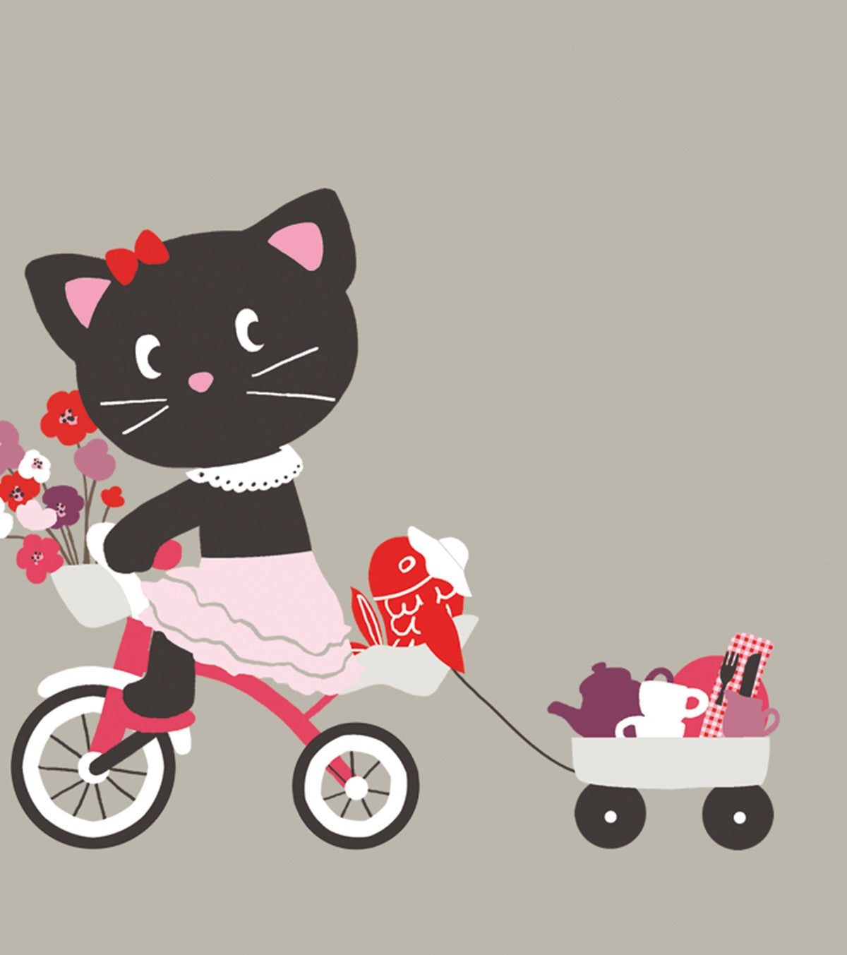 MILLY & FLORE - Póster infantil - Gato y triciclo
