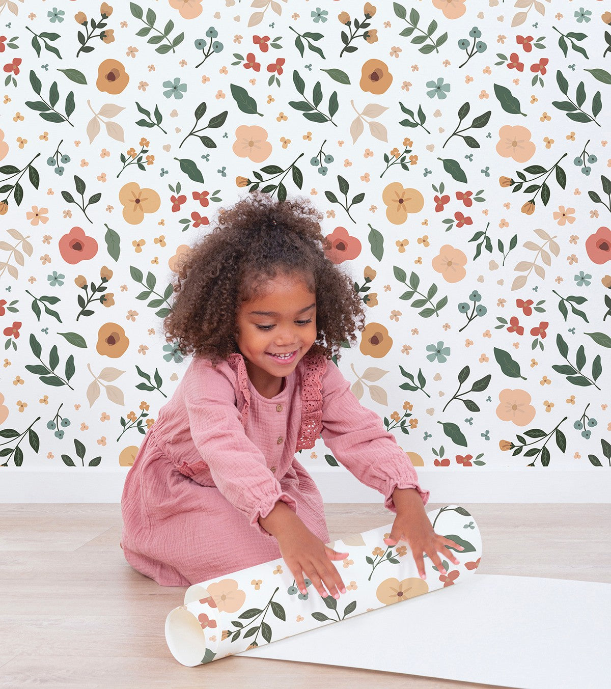 BLOEM - Papel pintado infantil - Motivo de flores y hojas