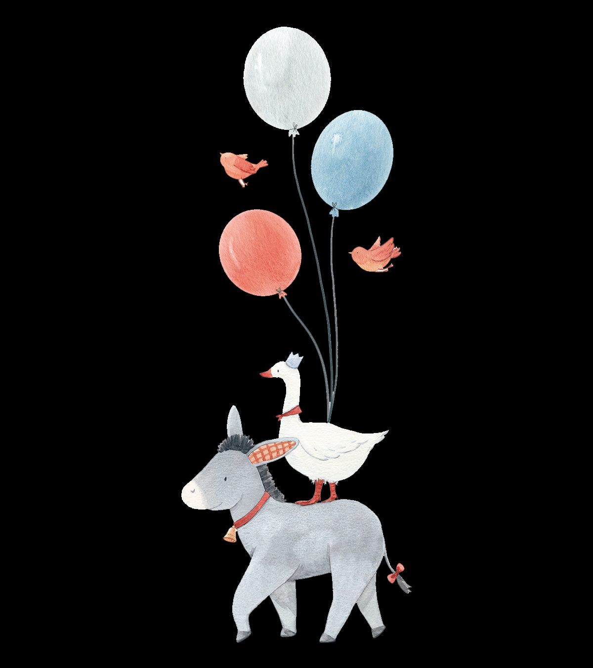 GENTLE FRIENDS - Pegatina grande - Burro y globos