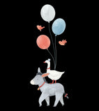 GENTLE FRIENDS - Pegatina grande - Burro y globos