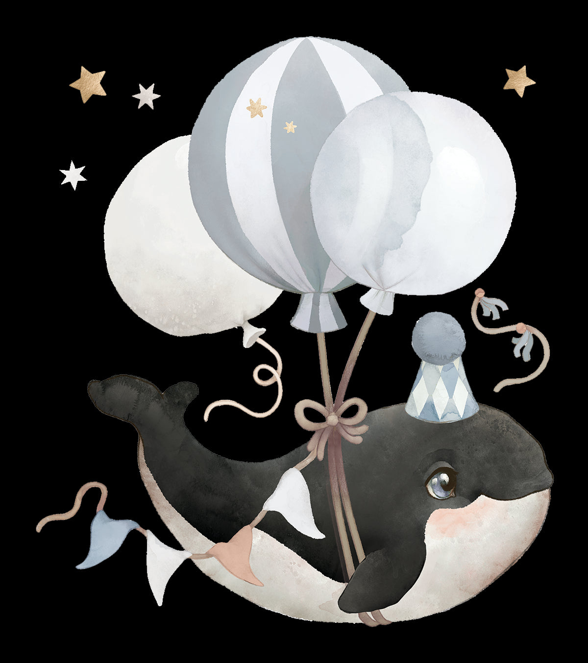 SELENE - Adhesivo grande - Orca y globos (azul)