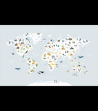 LIVING EARTH - Papel pintado panorámico - Mapamundi animal