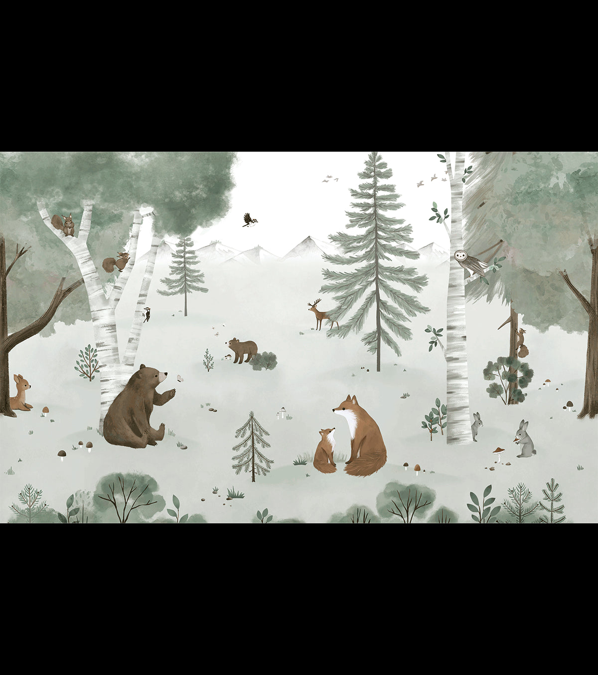 KHARU - Papel pintado panorámico - Bosque y animales