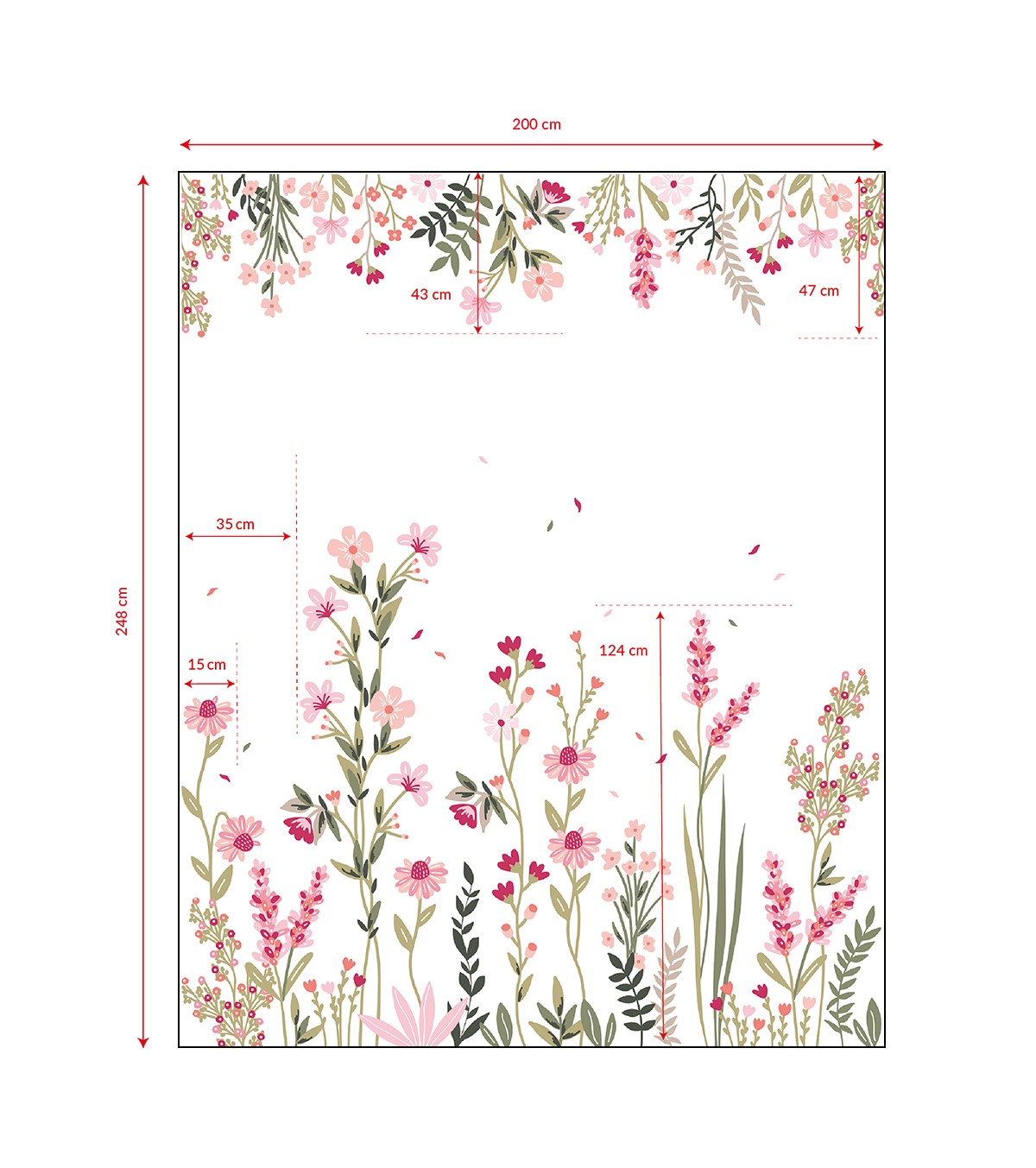 MAGENTA - Papel pintado panorámico - Campos de flores rosas (izquierda)